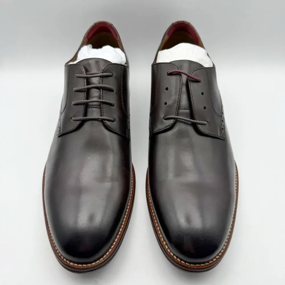 JOHNSTON & MURPHY Mens Conard 2.0 Dress Shoes US 13D Mahogany Brown Leather NIB